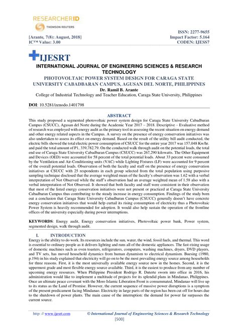 (PDF) Photovoltaic Power System Design for Caraga State University Cabadbaran Campus, Agusan del ...