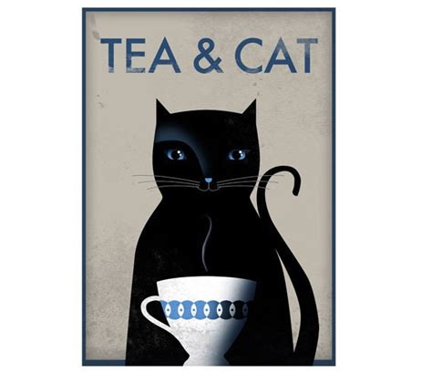 Tea & Cat. Print poster 165 x 116 A3 | Etsy