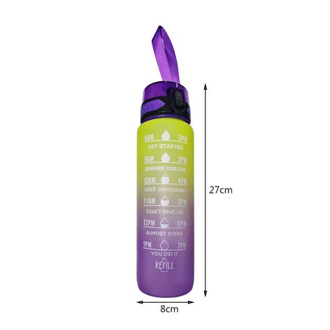 1000ml Sports Water Bottle Time Marker Outdoor Portable Cups (Purple Lid) | eBay