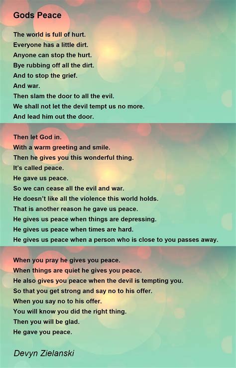 Gods Peace - Gods Peace Poem by Devyn Zielanski