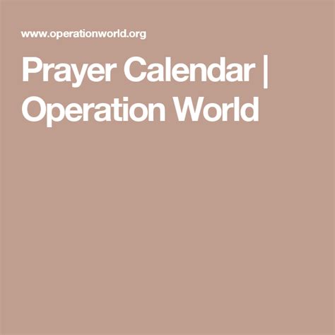 Operation World Prayer Calendar - Printable Word Searches