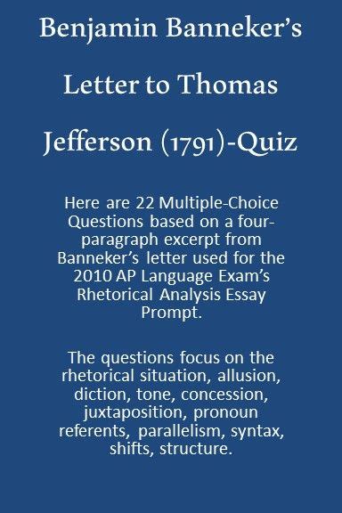 Benjamin Banneker's Letter to Thomas Jefferson-Quiz in 2021 ...