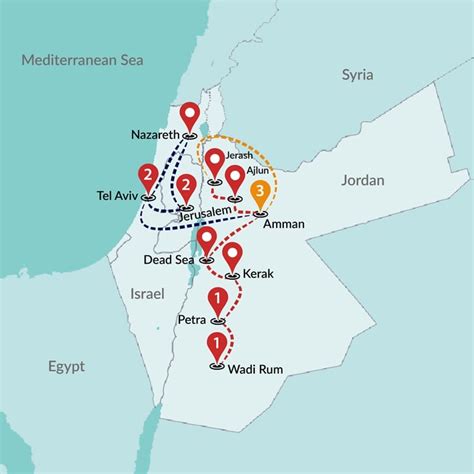 Tourist Map Of Israel And Jordan