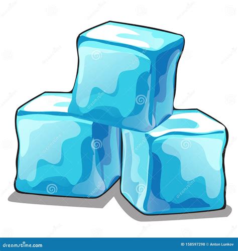 Stack of Ice Cubes Isolated on White Background. Vector Cartoon Close ...