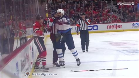 Dustin Byfuglien vs. Drake Caggiula, April 01, 2019 - Winnipeg Jets vs. Chicago Blackhawks