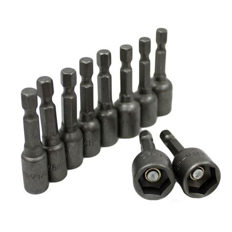 10 pc Magnetic Nut Driver Set SAE & Metric 1/4" Shank Power Cordless ...