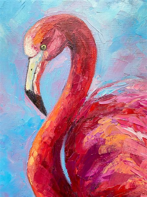 Flamingo Painting Original Art Bird Painting Flamingo Wall Art | Etsy