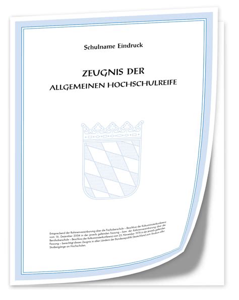 Zeugnis der allgemeinen Hochschulreife DIN A3 FOS / BOS, mit Eindruck | 4948-EX