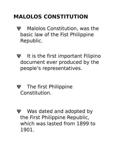 3.0 1899 Malolos Constitution PPT - MALOLOS CONSTITUTION Malolos ...