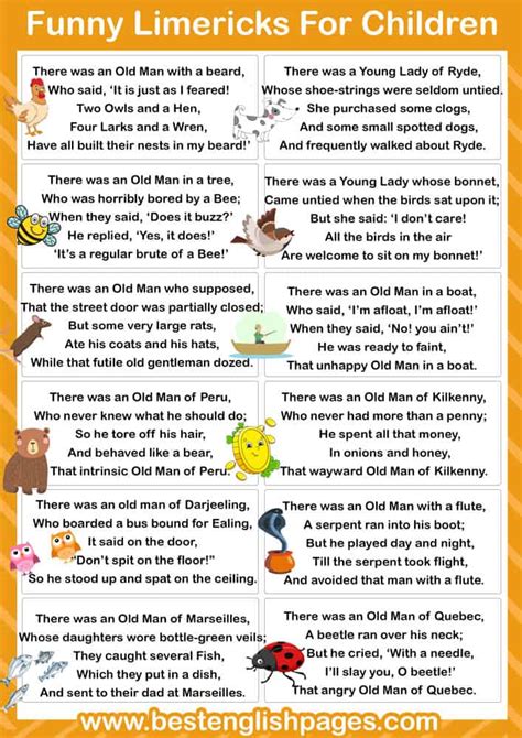 Best 12 Funny Limericks For Children By Edward Lear: Amazing Limericks For Kids