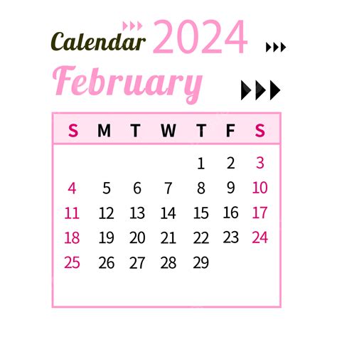 Pink February 2024 Calendar - 2024 CALENDAR PRINTABLE