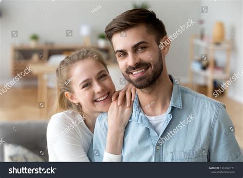 Стоковая фотография 1363683731: Head Shot Portrait Smiling Husband Wife | Shutterstock