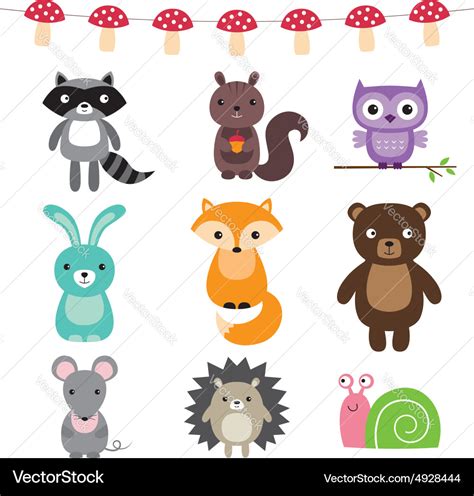 Forest animals set Royalty Free Vector Image - VectorStock