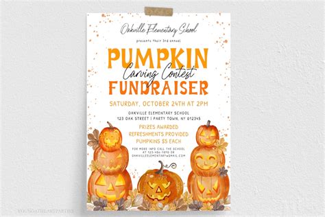 Editable Pumpkin Carving Contest Fundraiser Flyer, Halloween Fundraiser ...