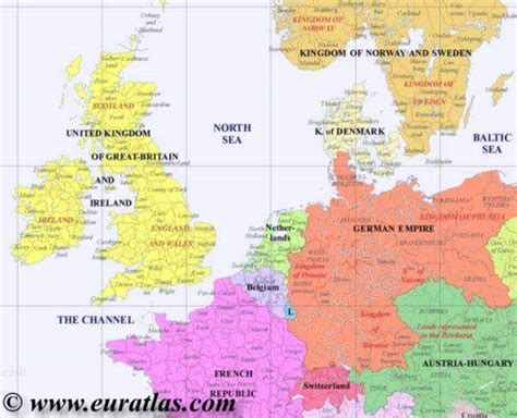 Map of Northwestern Europe in Year 1900