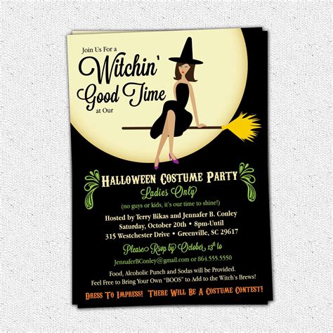 Witch Halloween Invitation Witching Bewitched Girl's