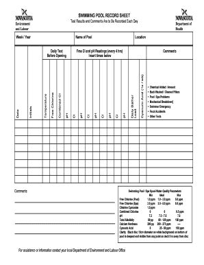 Pool Chemical Log Sheet - Fill Online, Printable, Fillable, Blank ...