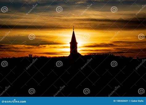 Church at sunset stock image. Image of concept, light - 188460601