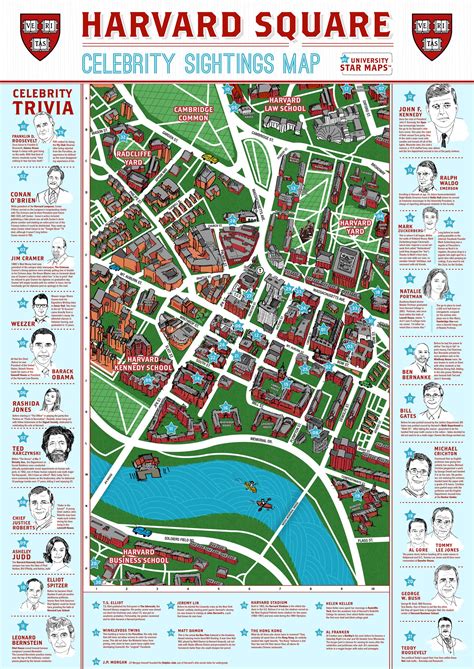 A celebrity walking map for Harvard University | Harvard university ...