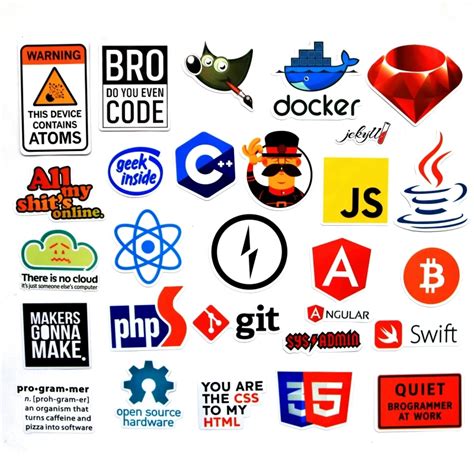 Internet Java JS Php Html Cloud Docker Bitcoin Programming Language Logo Cool Stickers for ...