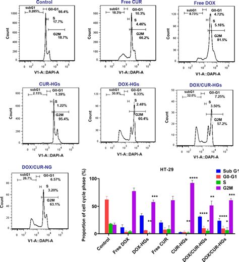 Cell cycle arrest analysis of HT-29 cells treated with different ...