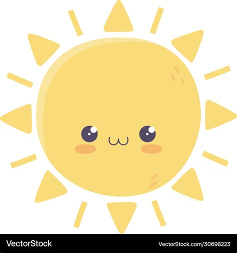 Kawaii sun cute cartoon isolated icon Royalty Free Vector