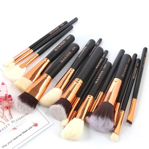 MAANGE Pro 15Pcs Luxury Complete Cosmetic Makeup Brushes Set Beauty ...