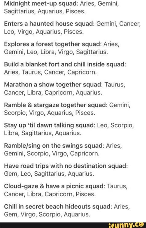 Zodiac signs different squads – Artofit