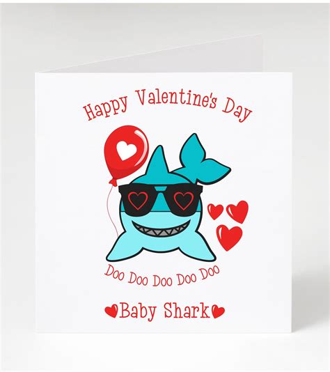 Valentine Card, Baby Shark, Personalised Valentine Card, Shark Valentine Card, Sharks, Happy ...