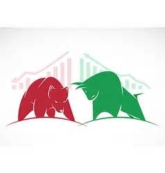 Bull and bear symbols stock market trends Vector Image