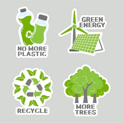 Premium Vector | Set of environmental awareness stickers with slogan Flat design eco concepts ...