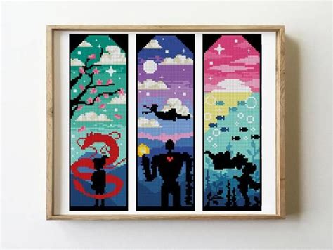 Studio Ghibli bookmark set of 6 counted cross stitch pattern | Etsy | 楽しい手作り, ジブリ, アイロンビーズ