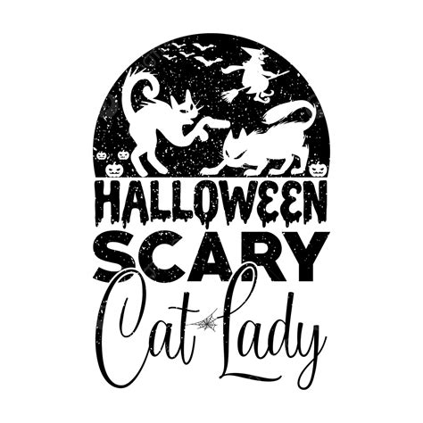 Cat T Shirt Vector PNG Images, Halloween Scary Cat Lady T Shirt Design ...