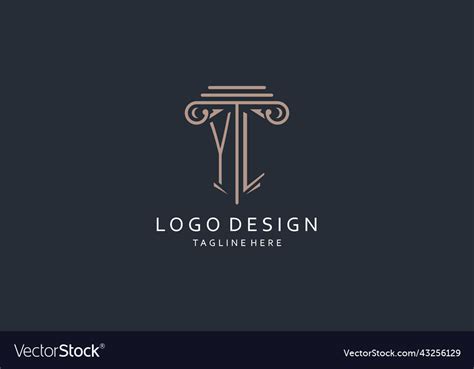 Yl monogram logo with pillar shape icon luxury Vector Image