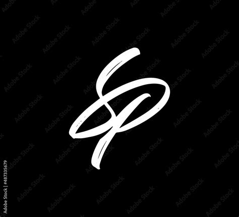 White Vector Letters Logo Brush Handlettering Calligraphy Style In Black Background Initial sp ...