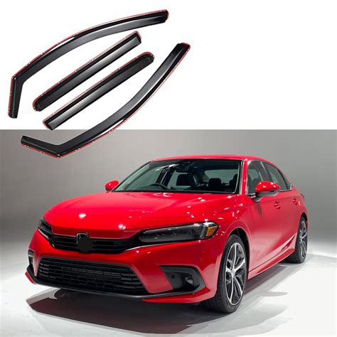 Fit 2022-23 Honda Civic In-Channel Window Visors Rain Sun Wind Guards ...