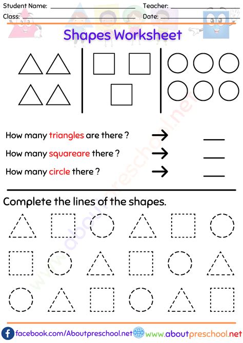 Printable Shapes Worksheets Grade 1