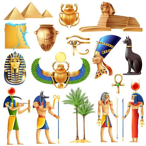 Ancient Egyptian Gods Set Cartoon Design Stock Illustration - Illustration of mythology ...