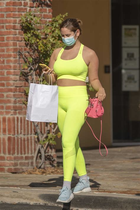 Catherine Paiz in a Neon Green Workout Ensemble Was Seen Out in ...