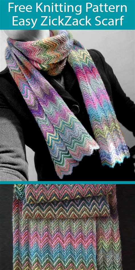 Free Knitting Pattern for Easy ZickZack Scarf for Self-Striping Yarn ...