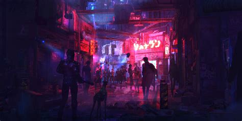 Wallpaper : artwork, digital art, concept art, science fiction, 3D, cyberpunk, street, rural ...