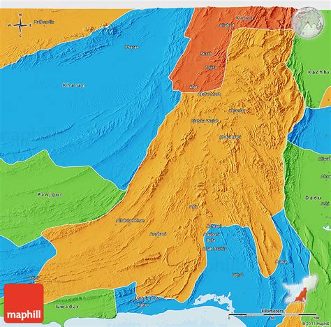 Political 3D Map of Khuzdar