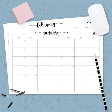 Simple Monthly Calendar Template - Printable PDF