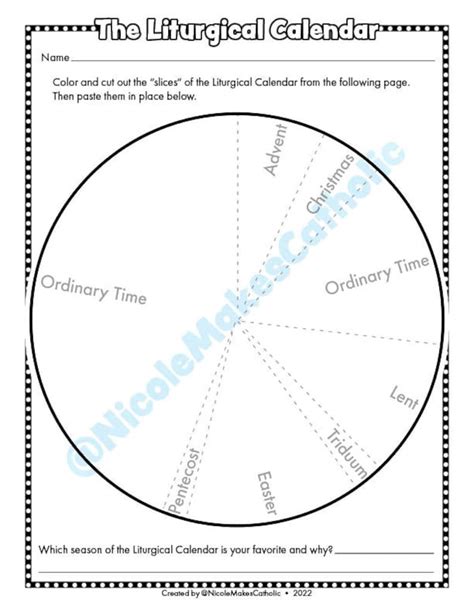 Liturgical Calendar Worksheet - Etsy