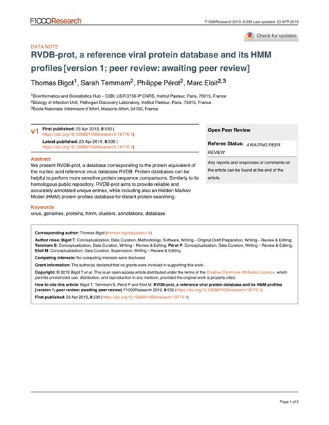 (PDF) RVDB-prot, a reference viral protein database and its HMM profiles