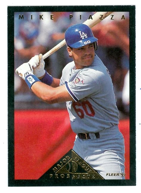 Mike Piazza baseball card 1993 Fleer #13 Prospects (Los Angeles Dodgers - Mets Star) rookie card