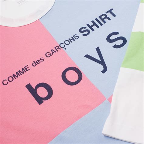 Comme des Garcons SHIRT BOYS Long Sleeve Colour Block Logo Tee White ...