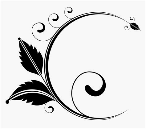 Floral Design Clip Art - Floral Clipart Black And White, HD Png Download - kindpng