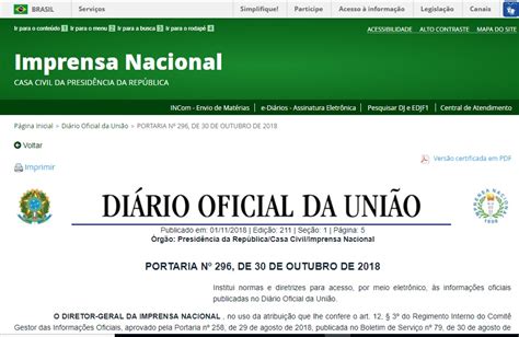 Acesso ao Diário Oficial da União será cobrado pela manhã