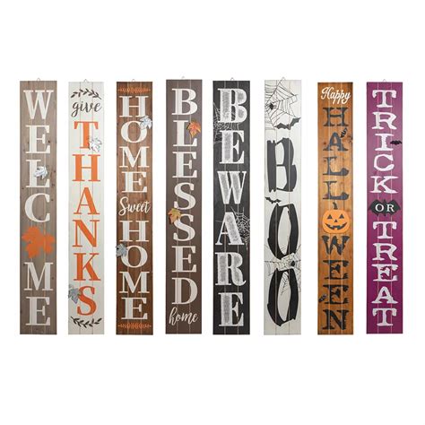 Home Accents 5 ft. Wooden Harvest/Halloween Porch Sign (8 Assorted ...